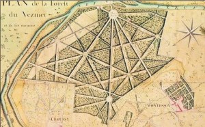 ©SIDS Le Vésinet - Plan à la plume et encre de chine, aquarelle ; 54,2 x 64 cm Cote : BNF Richelieu Estampes et photographie Rés. Ve-26g-Fol. Destailleur Province, t. 2 , n. 494.